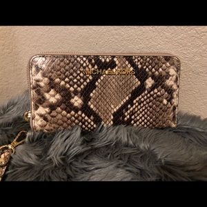 Faux snakeskin MK wallet